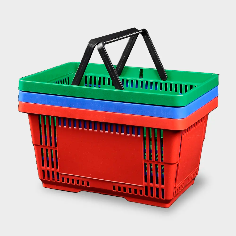 Plastic Shopping Basket with 2 Handles
