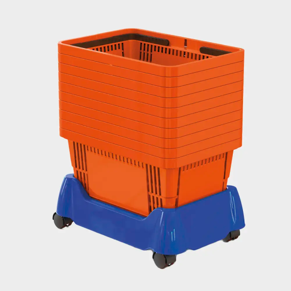 plastic wheeled shopping basket stacker
