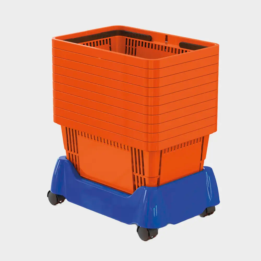 plastic wheeled shopping basket stacker