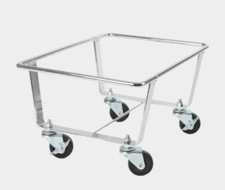 shopping basket stacker stand with wheels, chrome